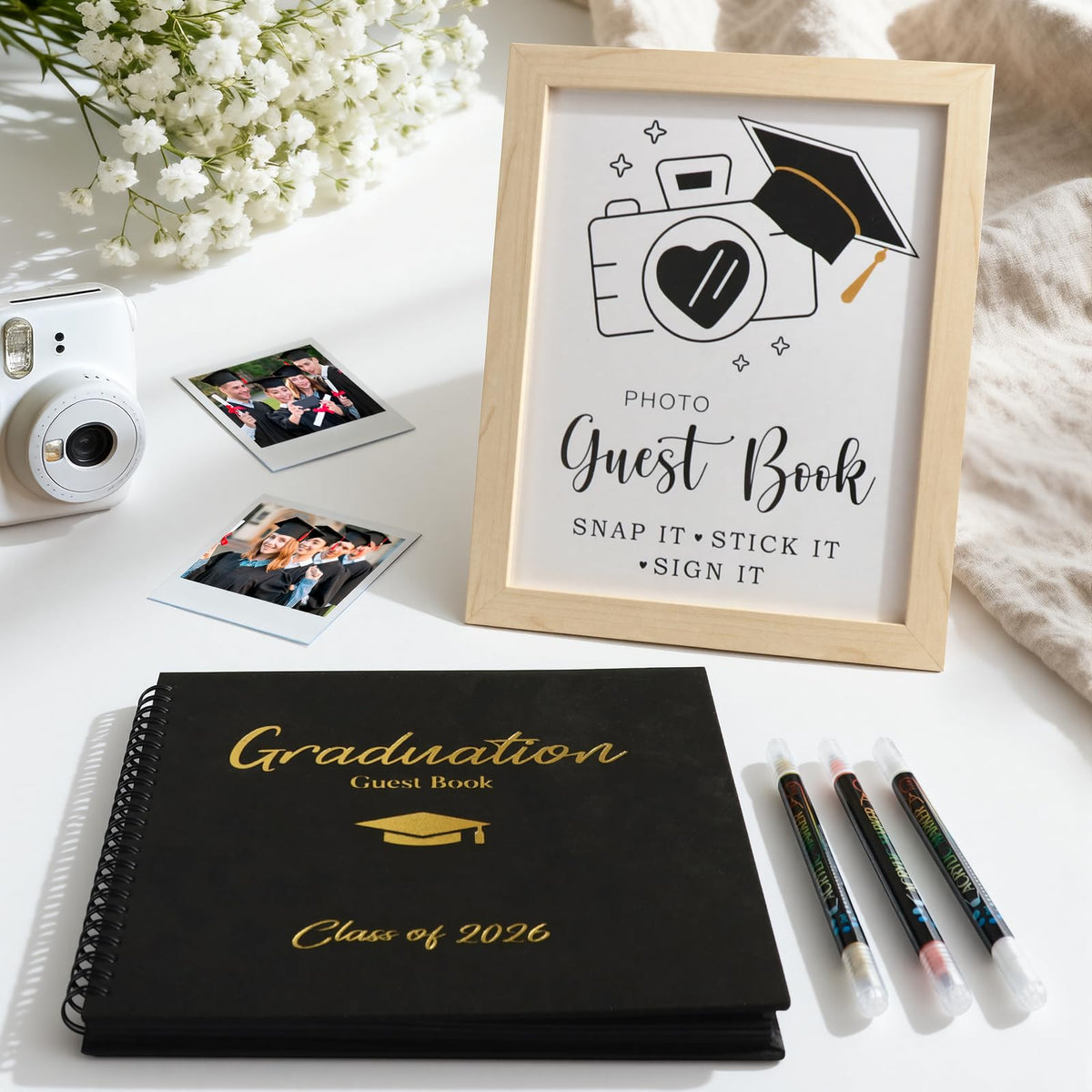 Zesua graduation guest book black hardcover with gold foil captures memories at celebrations.