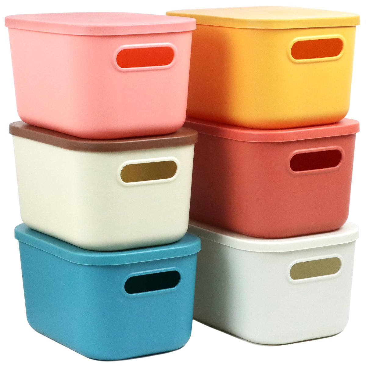 ZEXALOR 6Pcs Storage Bins on a shelf showing stackable design for easy organization