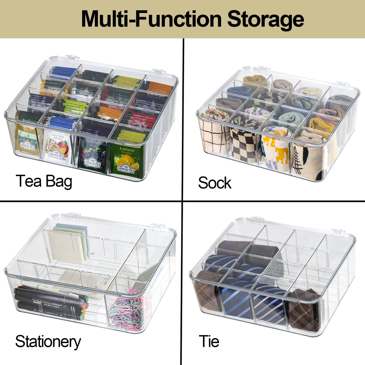 ZEXALOR clear lidded storage bin shows contents at a glance for quick planning.