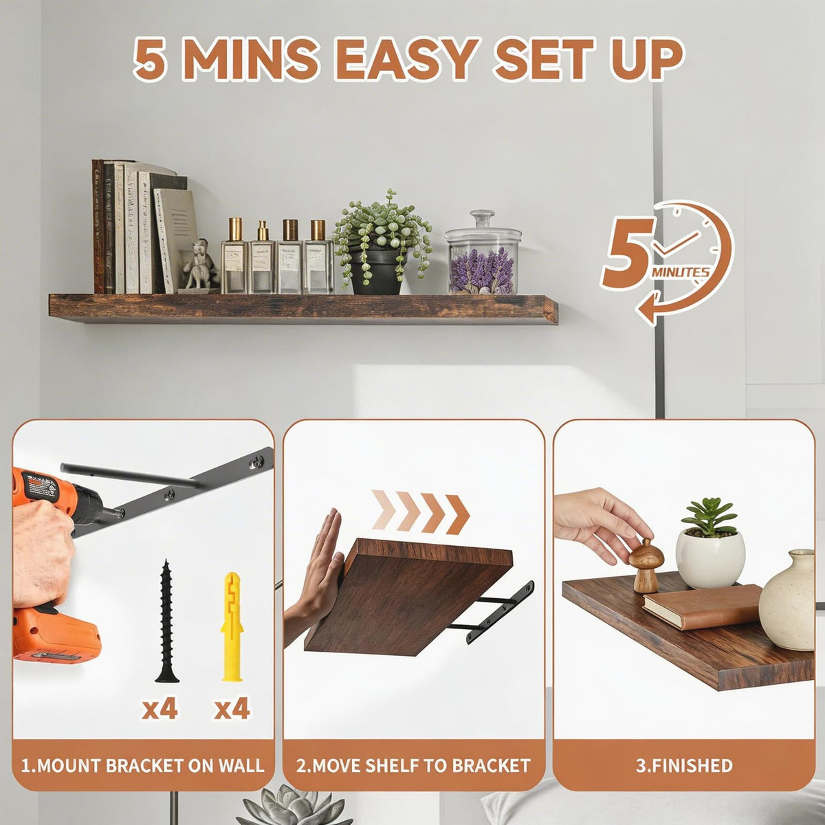 Zexigtau decorative shelves for bathroom, bedroom, or hallway accents