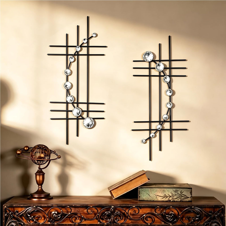 ZEXUIRU 2 Pcs abstract metal art with 16.5-inch panel adds modern flair to walls