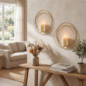 ZEXUIRU 2-set gold wall candle sconce with 12.8in reach for elegant ambience
