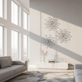 ZEXUIRU silver starburst wall decor ideal for entryways and bedrooms.