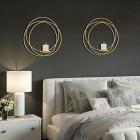 ZEXUIRU modern farmhouse wall decor with gold finish candle sconces