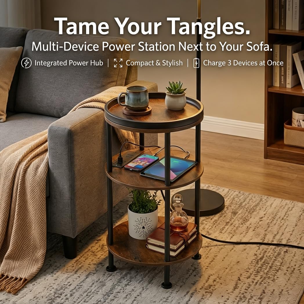 ZEXVIDA rustic brown surface contrasts with black iron frame for style