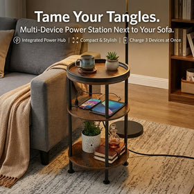 ZEXVIDA rustic brown surface contrasts with black iron frame for style