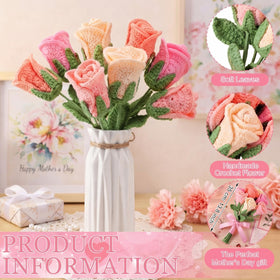 Zeyune pink crochet bouquet gift-wrapped for Mother's Day or birthdays.