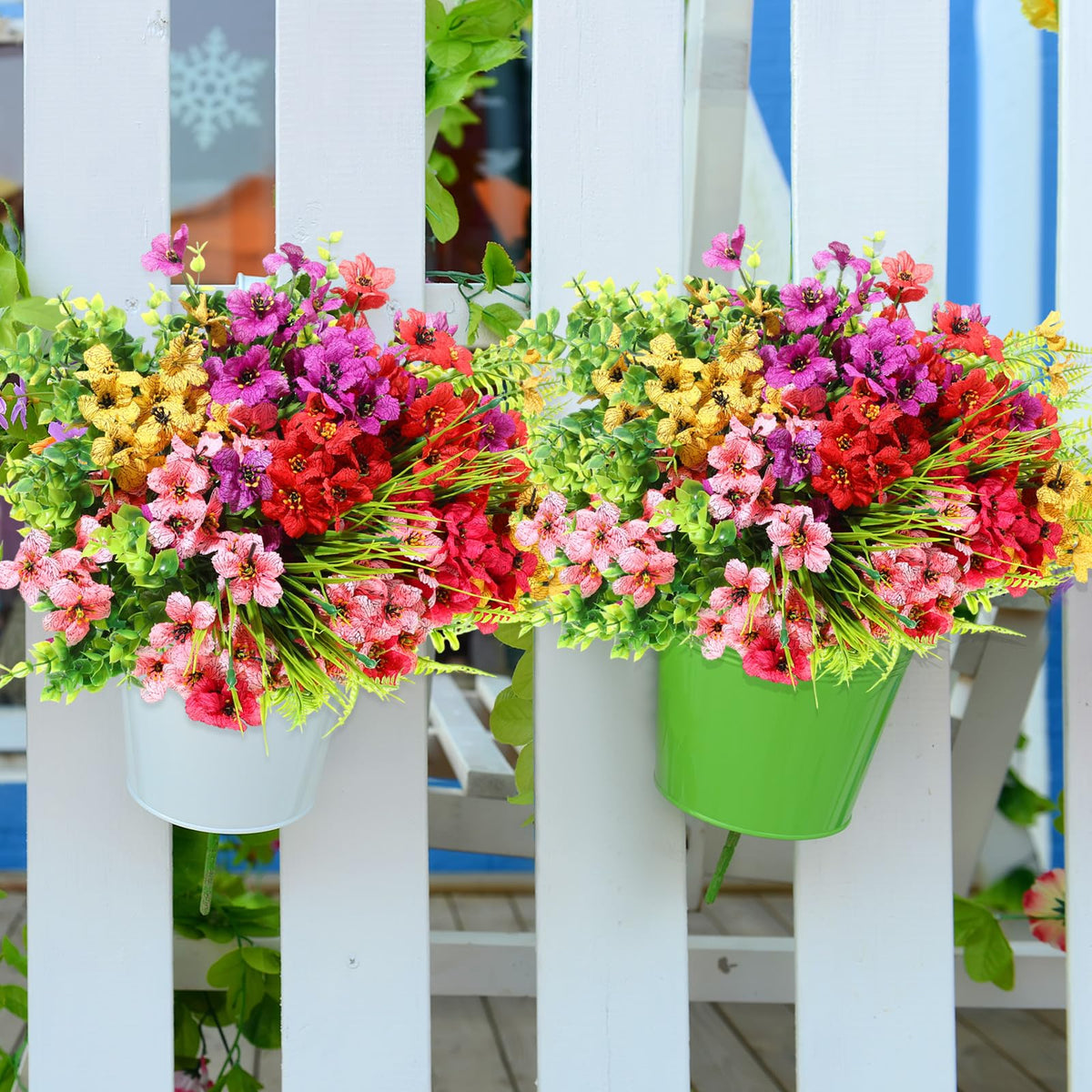 Zeyune colorful faux flowers elevate spring and holiday decorations.