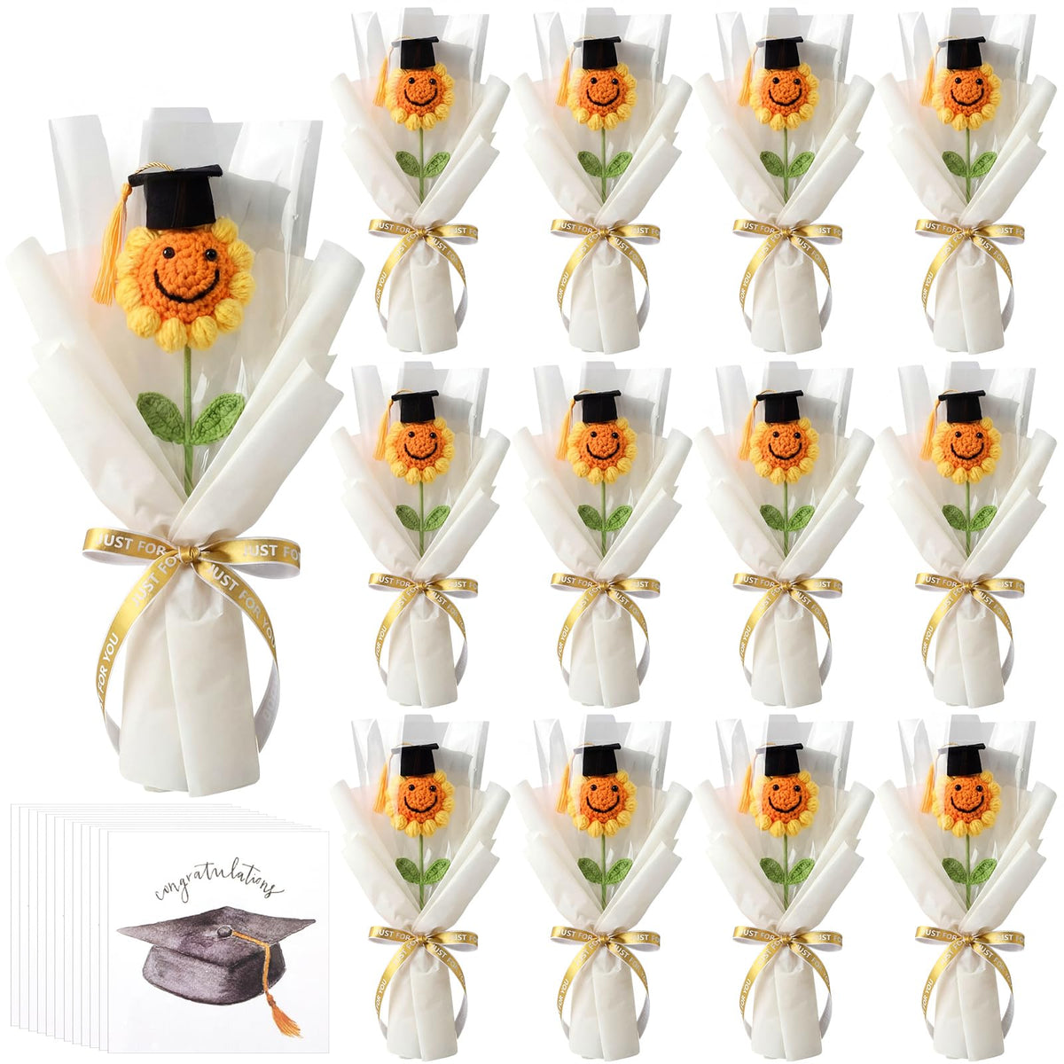 Zeyune graduation crochet sunflower bouquet kit—handmade keepsakes for lasting memories.