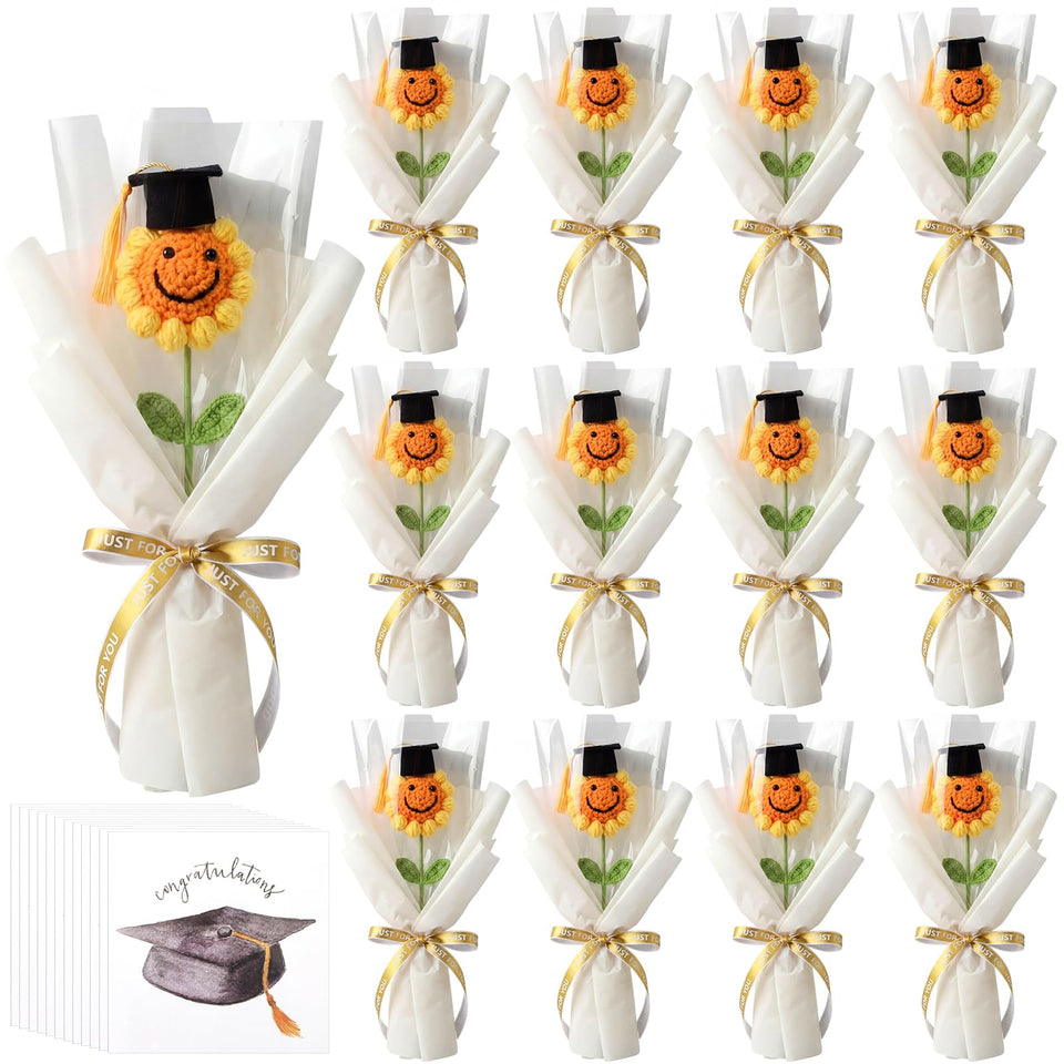 Zeyune graduation crochet sunflower bouquet kit—handmade keepsakes for lasting memories.