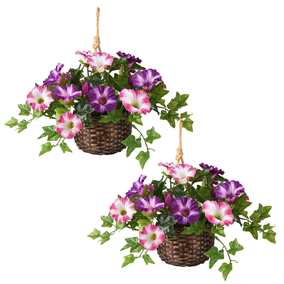 ZFProcess 2Set hanging-basket flowers add year-round curb appeal for porches.