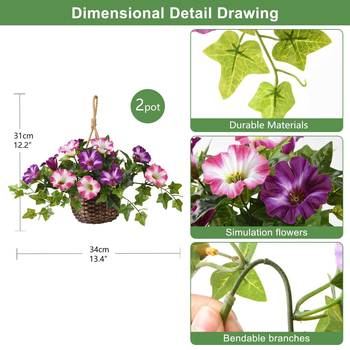 ZFProcess 2Set morning-glory flowers closeup shows vibrant violet tones for outdoor decor.