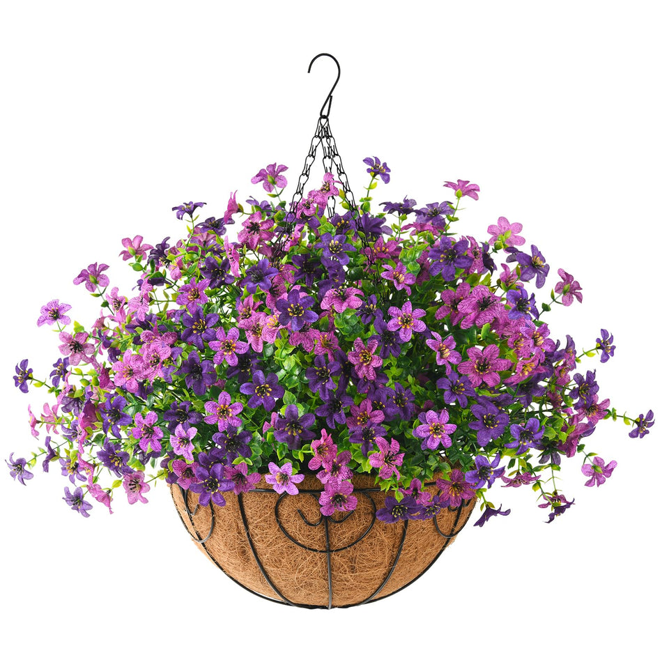 ZFProcess artificial flowers hanging basket with 12 bundles adds year-round color