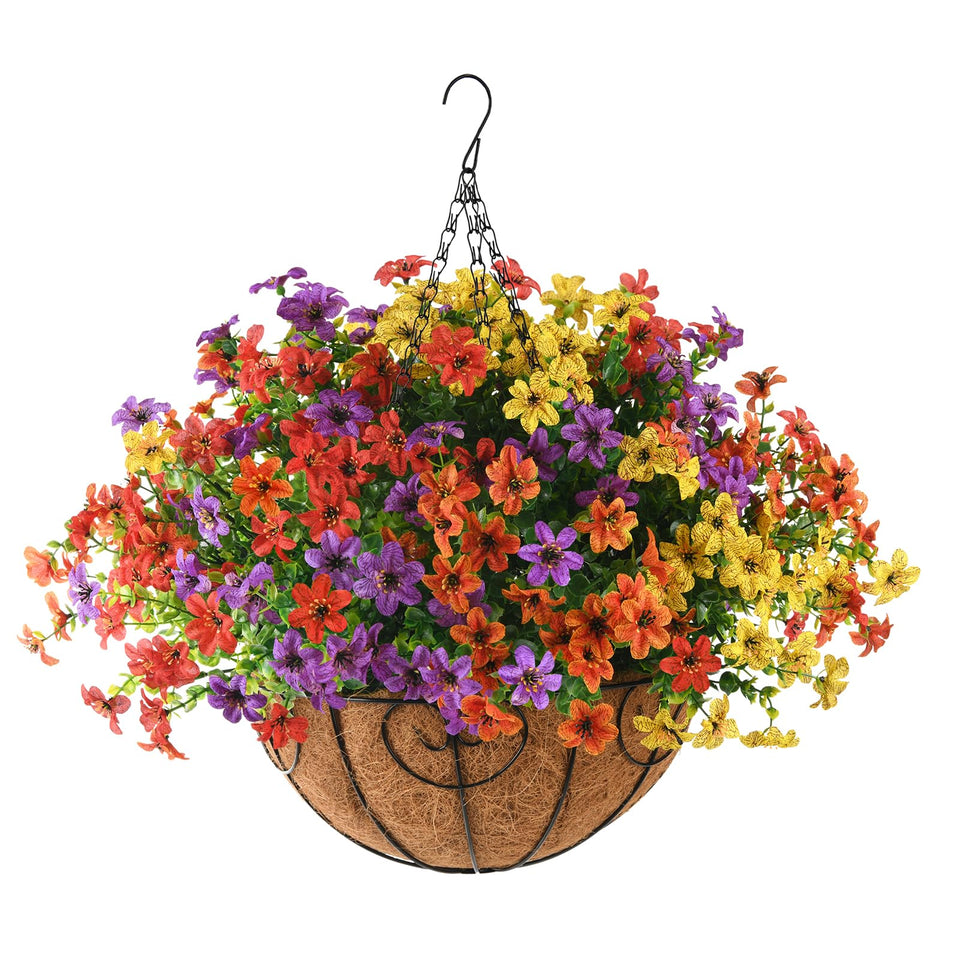 ZFProcess artificial flowers hanging basket multicolor for porch and balcony