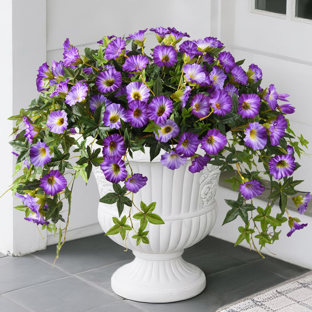 ZFProcess artificial petunias hanging flowers in purple for porch decor