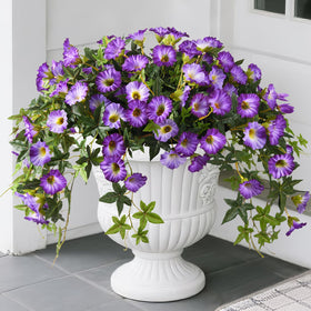 ZFProcess artificial petunias hanging flowers in purple for porch decor