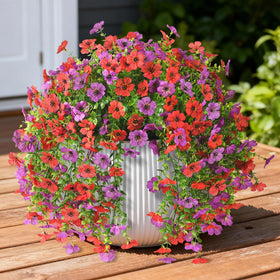 ZFProcess artificial hanging flowers daisies on a purple-red branch for durable outdoor decor