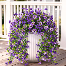 ZFProcess artificial hanging flowers outdoors close-up showing realistic petals for vibrant curb appeal