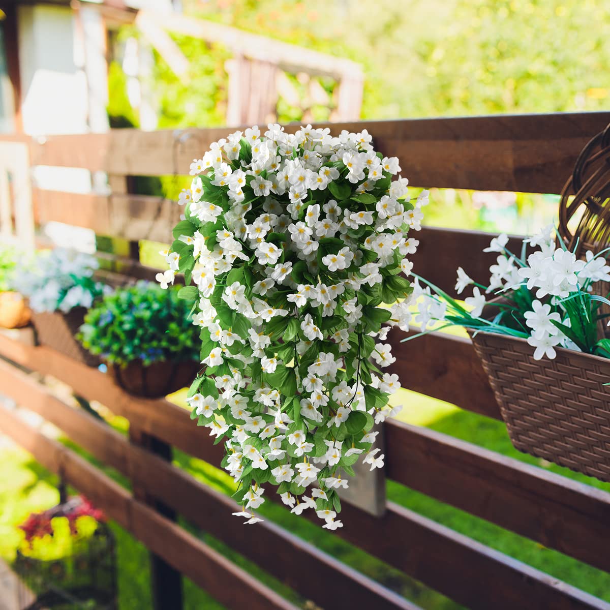 ZFProcess artificial hanging vines closeup flowers reveals detailed petals for a realistic look