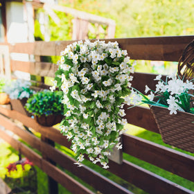 ZFProcess artificial hanging vines closeup flowers reveals detailed petals for a realistic look