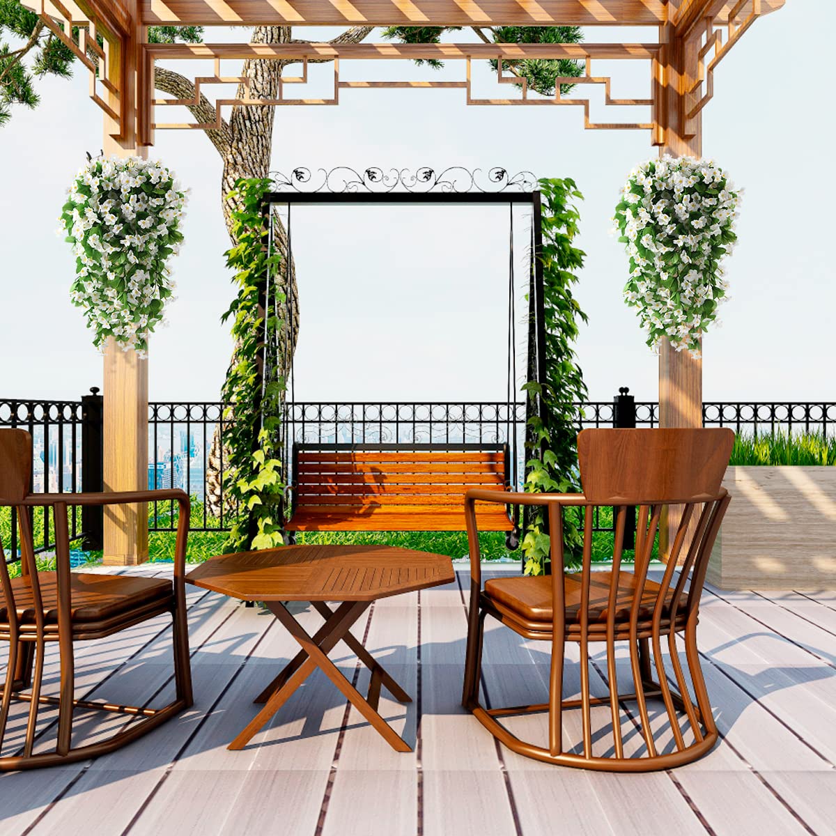 ZFProcess artificial hanging vines garden wall display adds color to year-round spaces