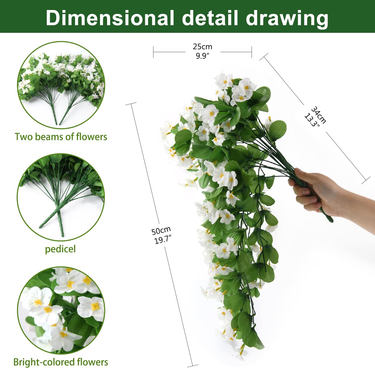 ZFProcess artificial hanging vines packaging shows two vine sets included for quick setup