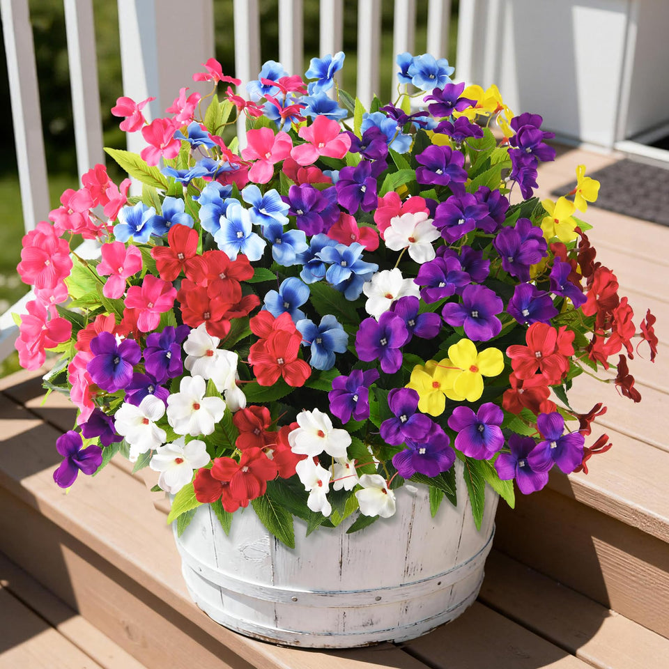 ZFProcess artificial impatiens outdoor six-bundles displayed for year-round color
