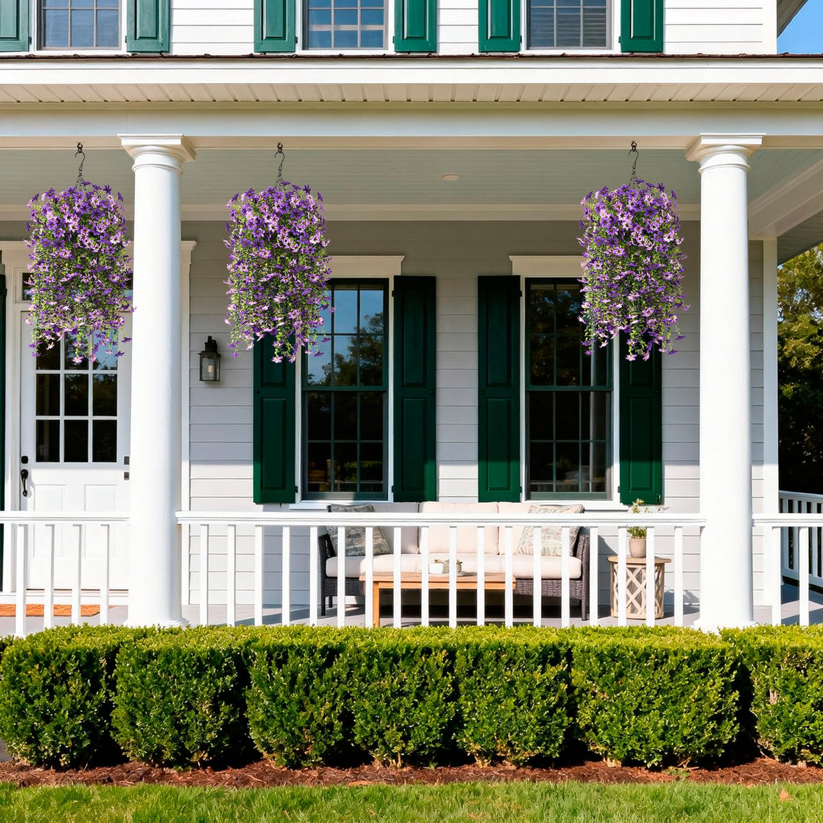 ZFProcess hanging flower set enhances indoor spaces and outdoor patios with spring vibes.