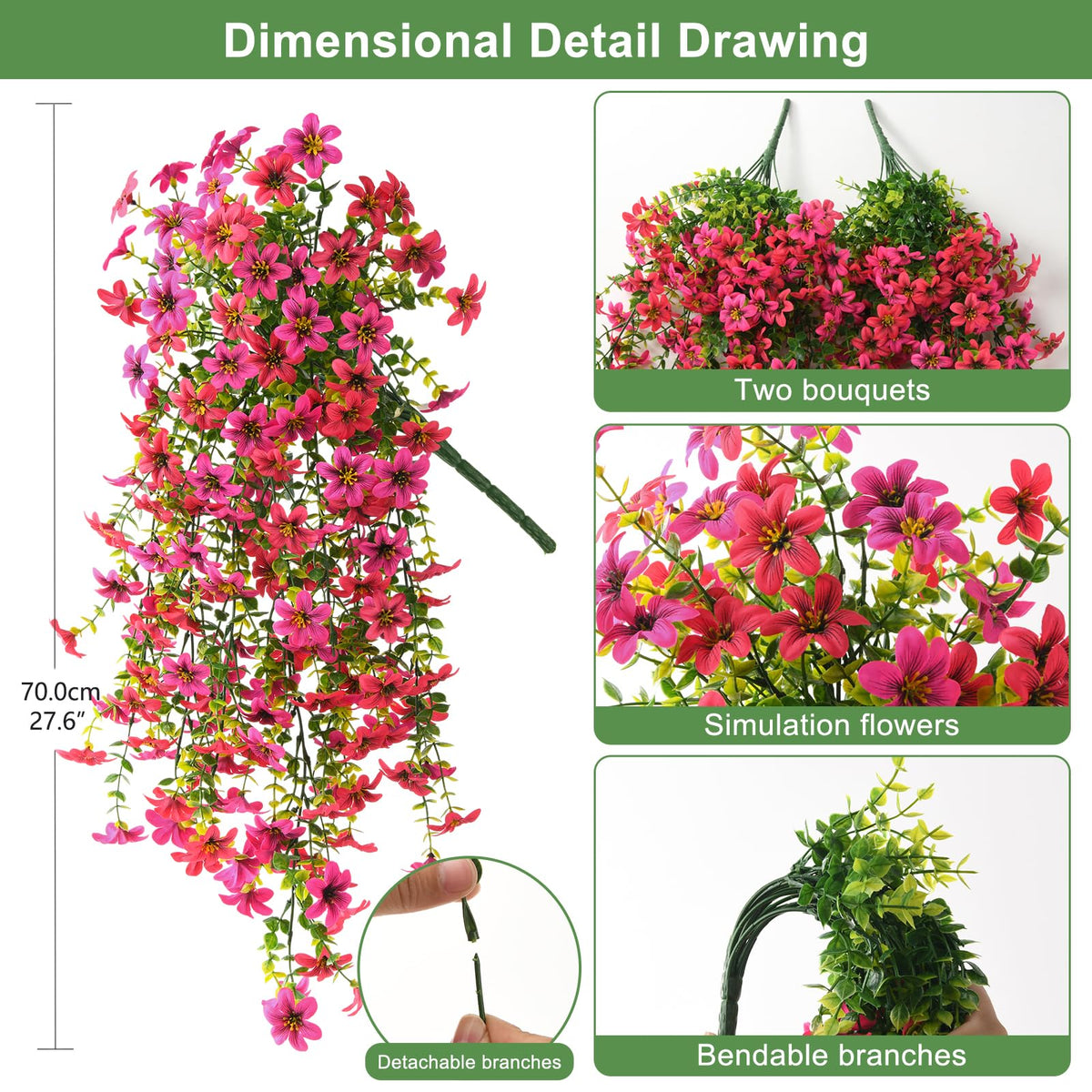ZFProcess fuchsia hanging daisies add fresh charm to outdoor spaces.