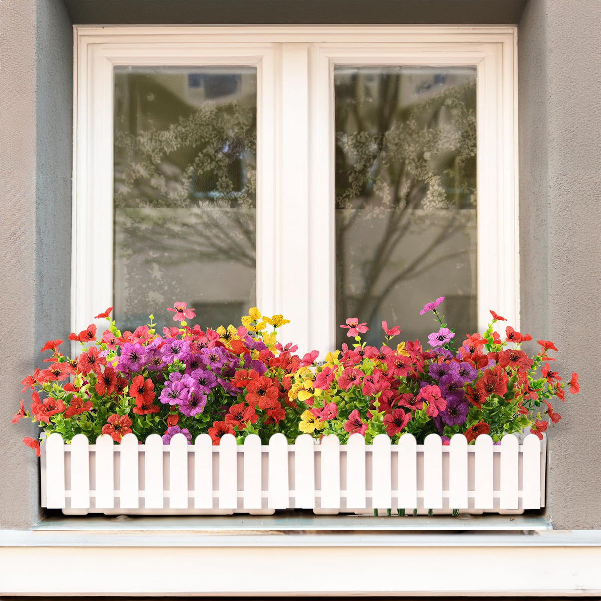 ZFProcess durable silk and plastic blooms withstand sun and weather.