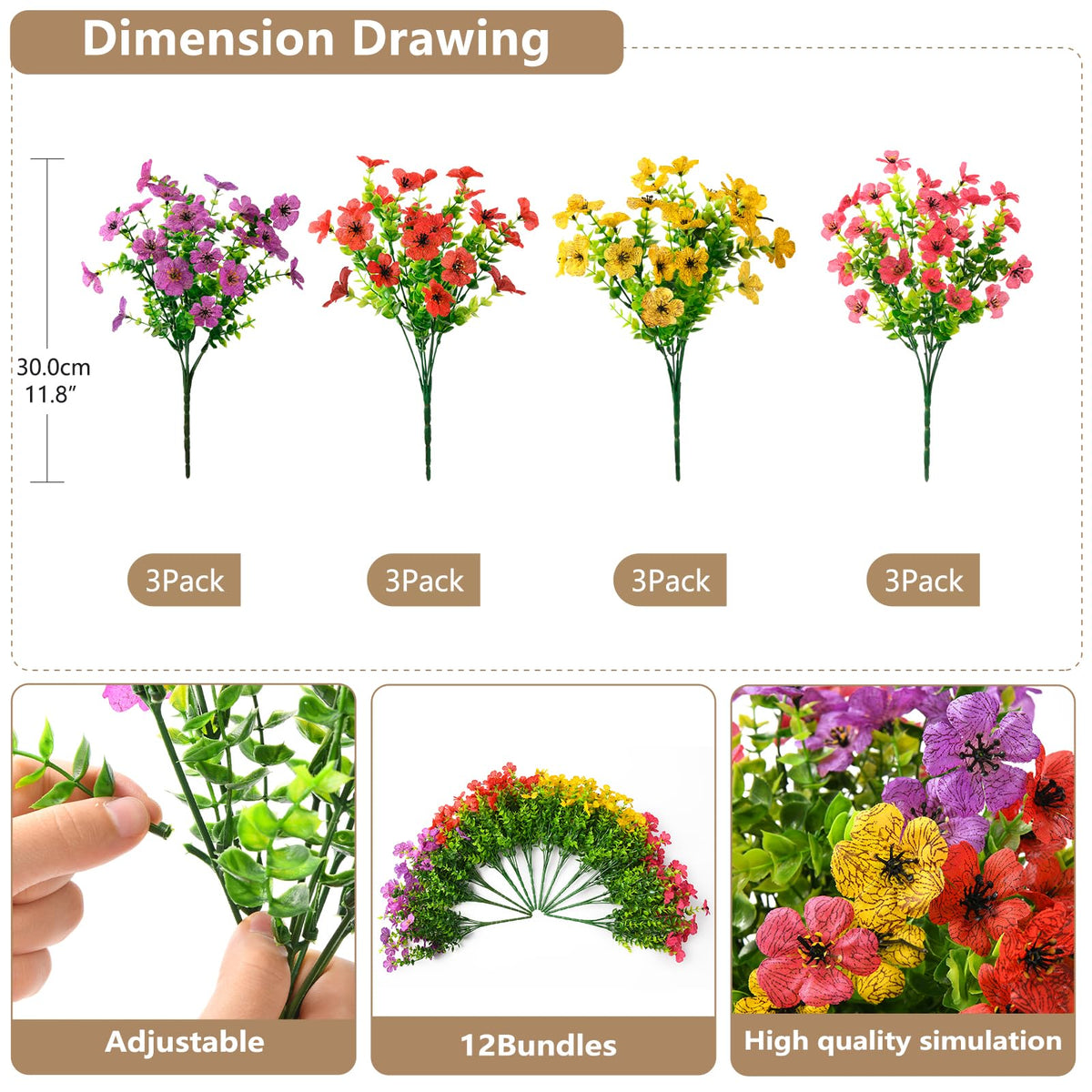 ZFProcess UV-resistant faux blooms brighten gardens without watering.