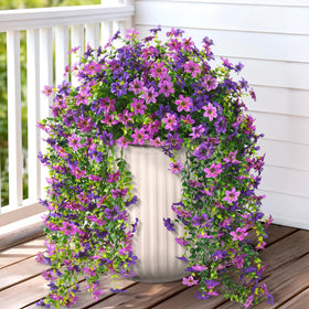 ZFProcess double-purple outdoor hanging flowers decorate the front door