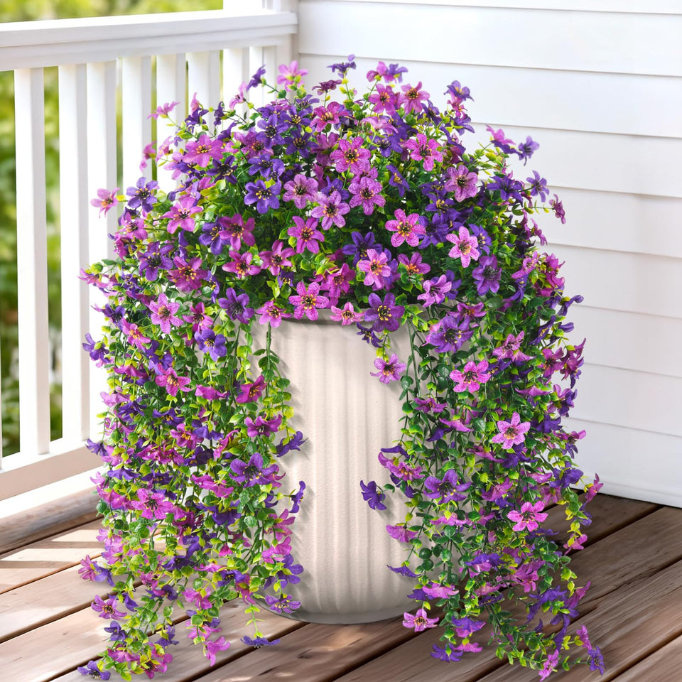 ZFProcess double-purple outdoor hanging flowers decorate the front door