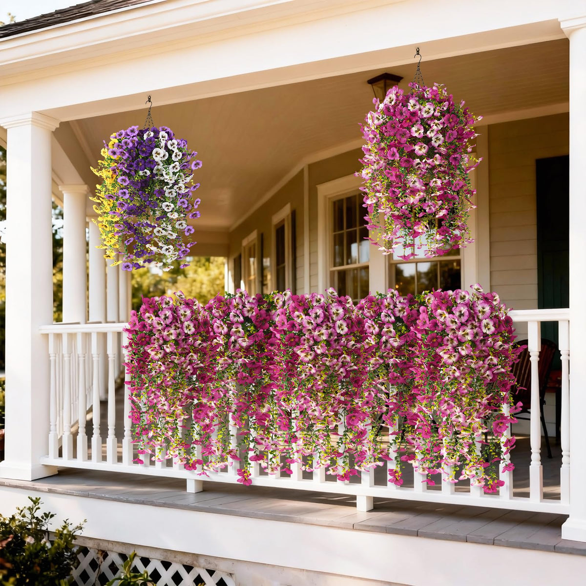 ZFProcess outdoor silk flowers maintenance free decor in any weather