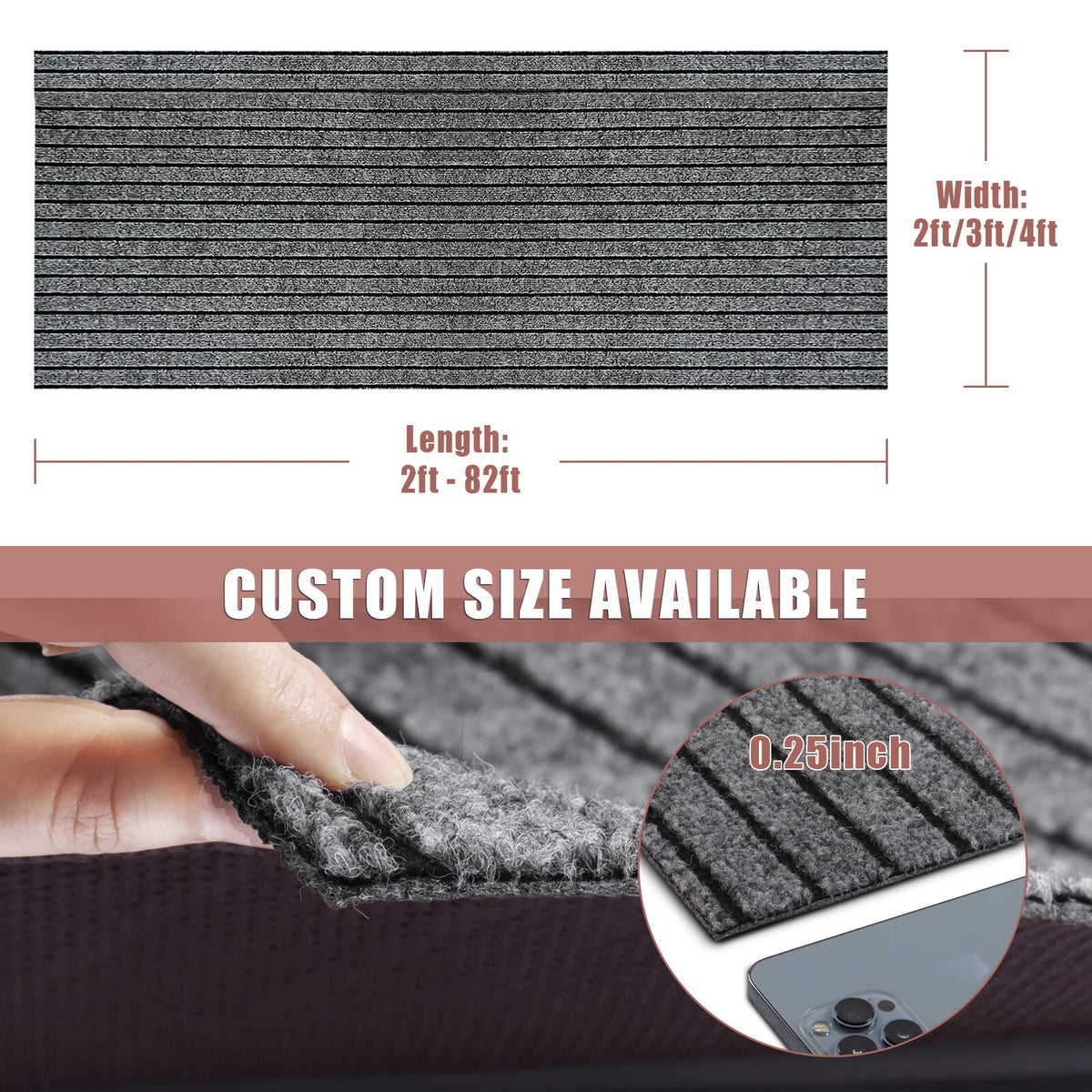 ZGR Runner Rug with non-slip backing stays in place across indoor-outdoor surfaces.
