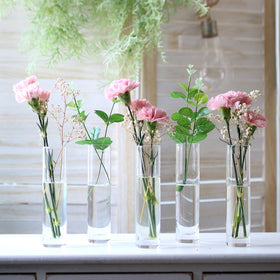 ZHAOHAI clear small vase highlights single rose arrangements with modern minimalist charm.