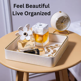 ZHEM bedside table tray adds elegant storage for perfumes and jewelry