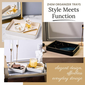 ZHEM white and gray tray complements any decor and nightstand setup