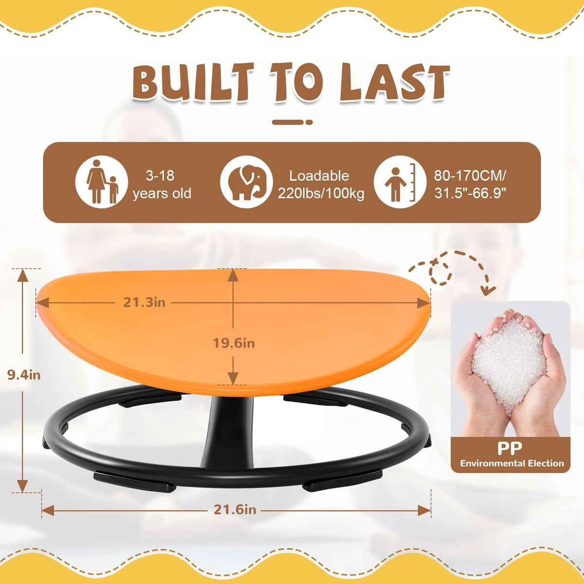 Zhenx sensory swivel seat with 360-degree rotation supports balance and focus