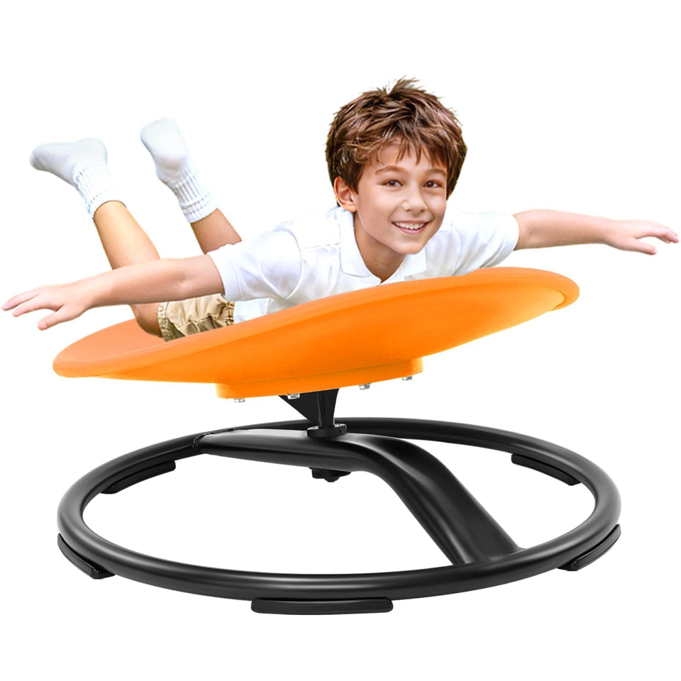 Zhenx spinning chair in orange for autistic kids enhances sensory integration through playful rotation