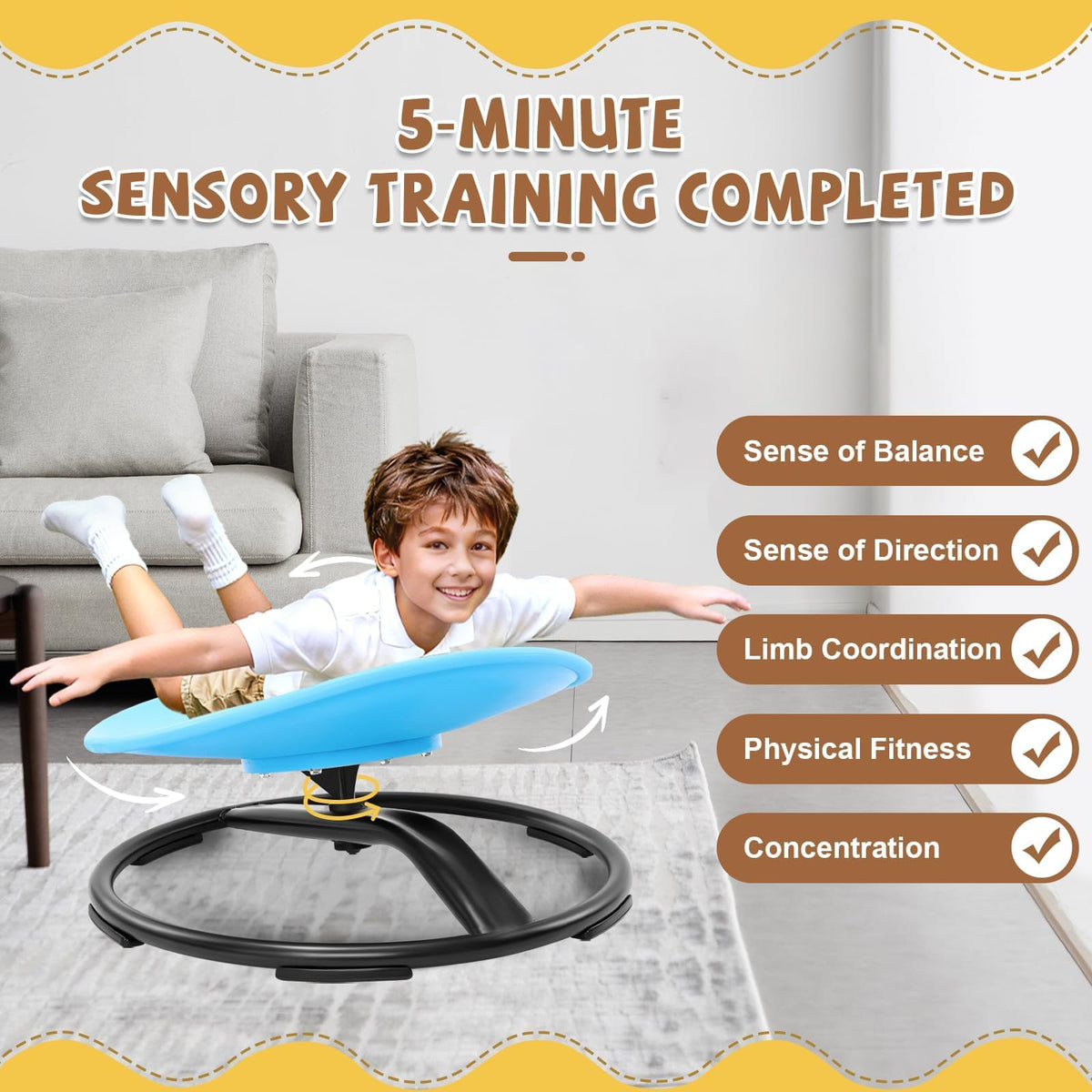 Zhenx Spinning Chair non-slip feet keep it stable during spins.