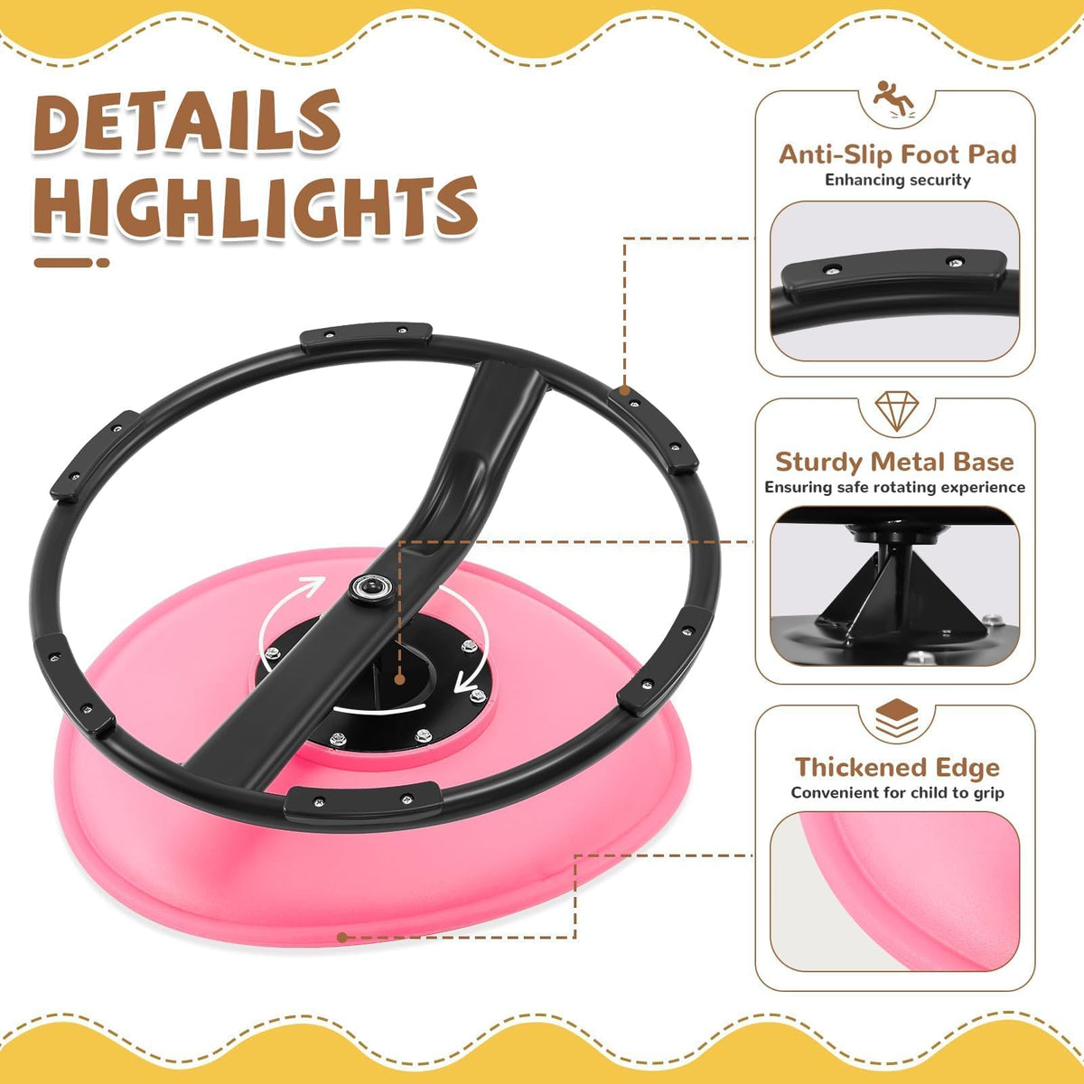 Zhenx Spinning Chair with non-slip feet for secure rotations.