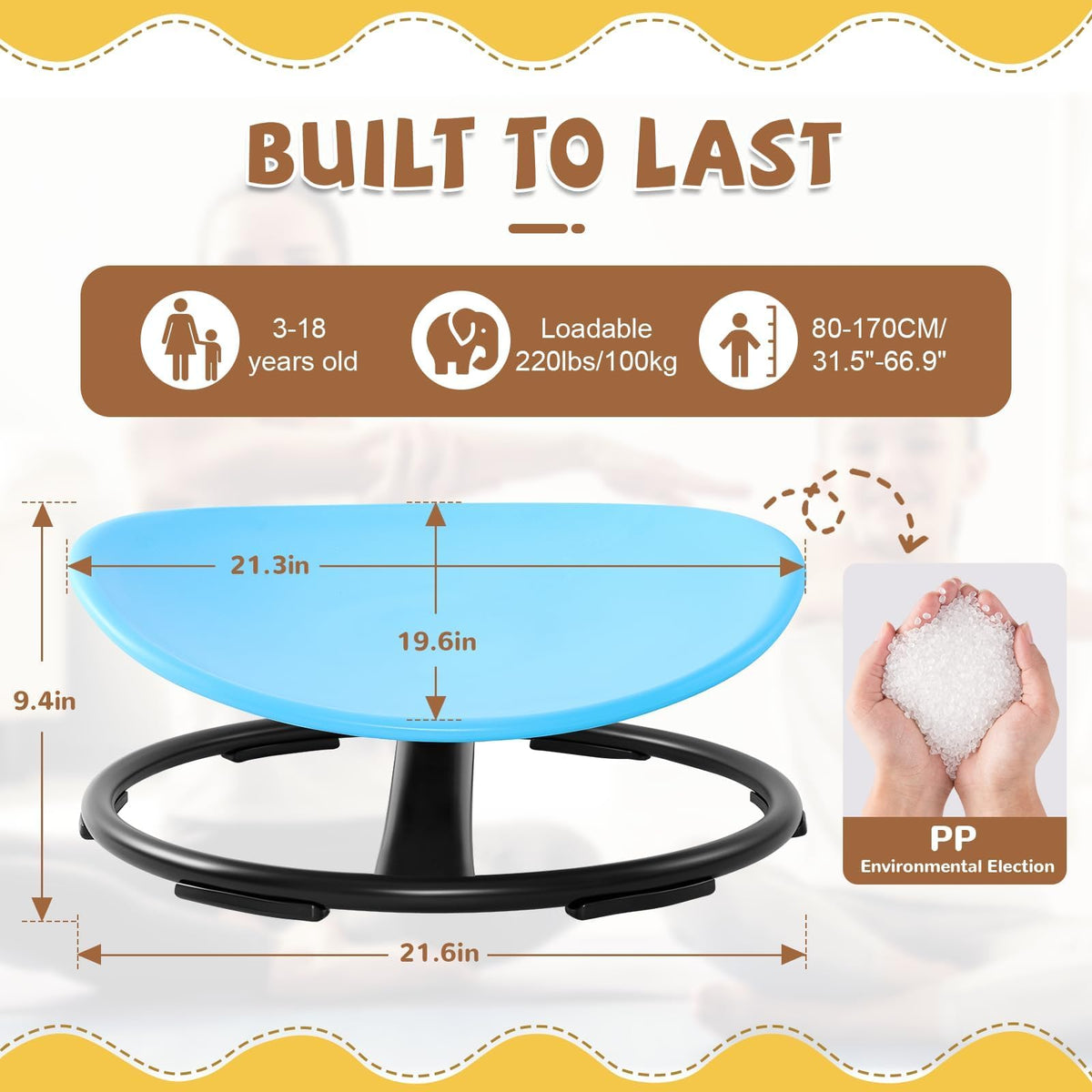 Zhenx Spinning Chair seat encourages posture and focused play.