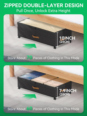 ZHITTHOME bin on 360-degree wheels for easy sliding under the bed