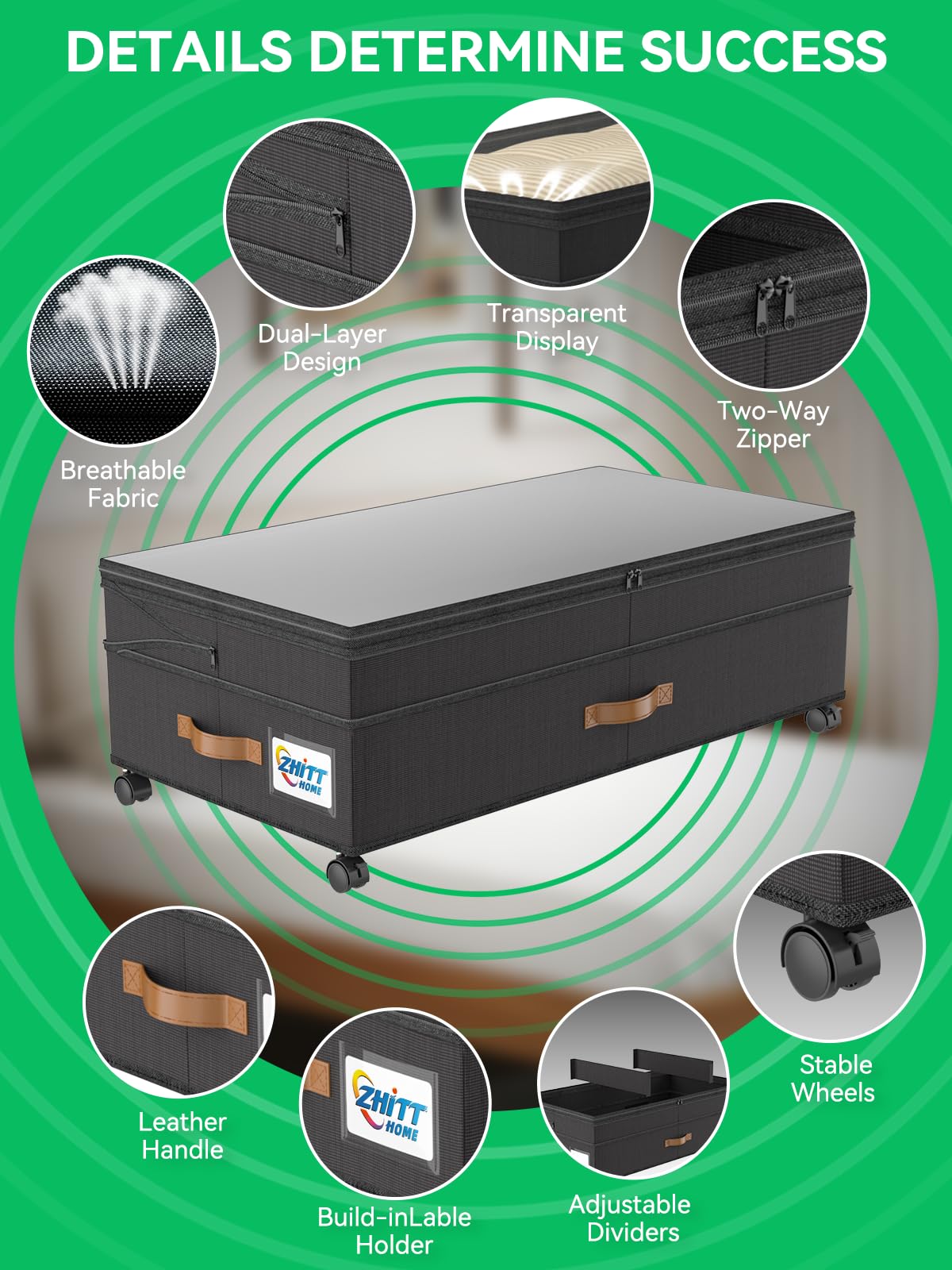 ZHITTHOME easy-install rolling storage bin ready in minutes