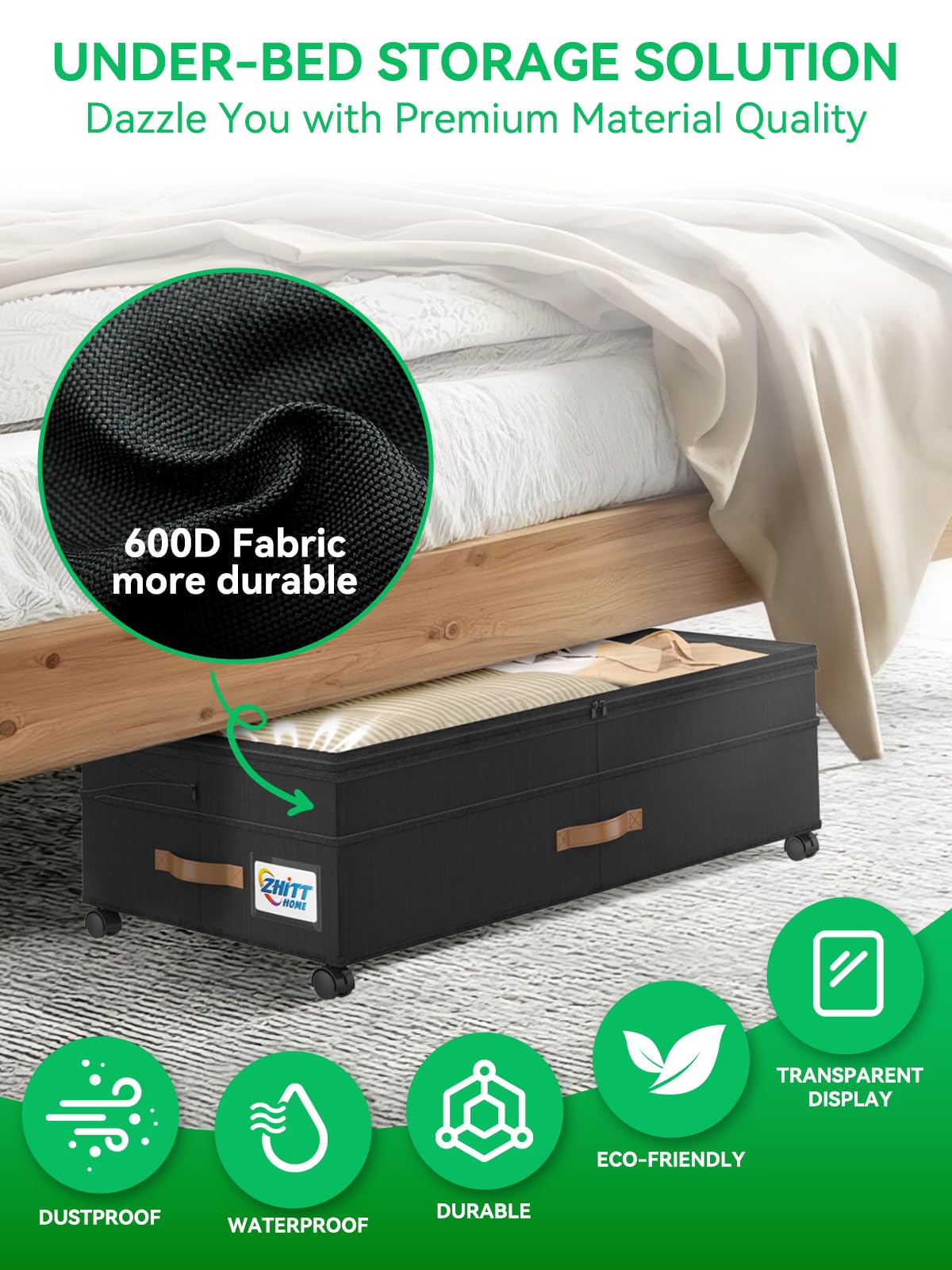 ZHITTHOME XXXL expandable under-bed bin for larger outfits and bulky items