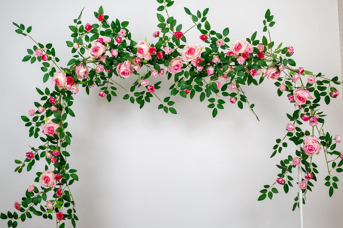 Zhixinyue floral garland ideal for wall decor with pink roses.