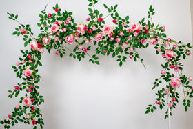 Zhixinyue floral garland ideal for wall decor with pink roses.