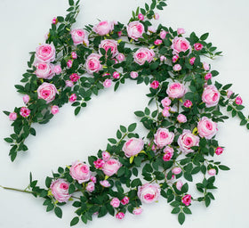 Zhixinyue pink rose garland suitable for stairs and mantels.