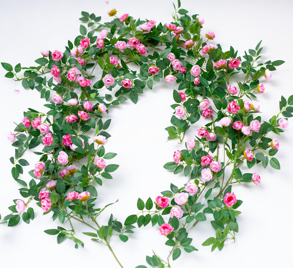 Zhixinyue pink rose vine 6ft garland adds elegant wall decor.